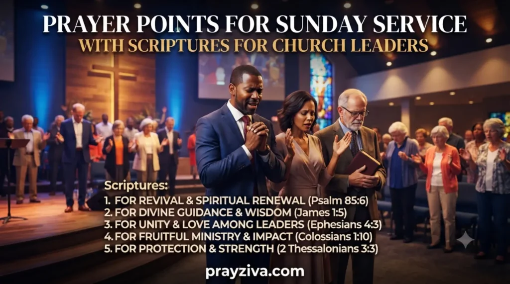 Prayer Points for Sunday Service with Scriptures for Church Leaders